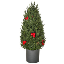 Laden Sie das Bild in den Galerie-Viewer, Mini-Weihnachtsbaum mit roten Beeren und Tannenzapfen – 47 cm