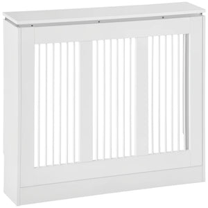 Heizkörperabdeckung mit Lamellendesign & Ablage – Weiß, 90 cm