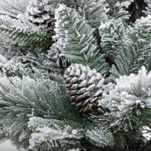 Laden Sie das Bild in den Galerie-Viewer, Weihnachtsbaum-Set – 2er-Set mit LED-Beleuchtung, Tannenzapfen und roten Beeren, 107 cm