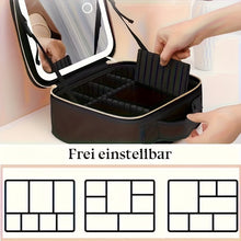 Laden Sie das Bild in den Galerie-Viewer, Kosmetiktasche mit Doppelspiegel, LED-beleuchtet. Make-up Tasche. Schminkkoffer für Damen