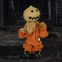 Laden Sie das Bild in den Galerie-Viewer, Animierte Halloween-Dekoration – Vogelscheuche mit Bewegung, Sound &amp; LED, 77 cm