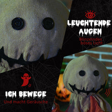 Laden Sie das Bild in den Galerie-Viewer, Animierte Halloween-Dekoration – Vogelscheuche mit Bewegung, Sound &amp; LED, 77 cm
