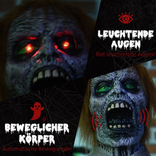 Laden Sie das Bild in den Galerie-Viewer, Animierte Halloween-Dekoration – Kettensägenmörder mit Sound &amp; LED, 170 cm