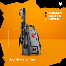 Laden Sie das Bild in den Galerie-Viewer, Hochdruckreiniger 110 BAR Arbeitsdruck, Fördermenge 390 l/h,1400 Watt Leistung, 5 m Hochdruckschlauch und -Pistole, 4.9 kg, inkl. Zubehör