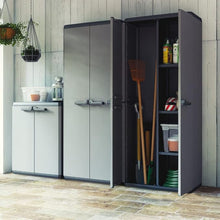 Laden Sie das Bild in den Galerie-Viewer, Kunststoffschrank – 166×68×39 cm | 3 Böden | Mehrzweckschrank für Innen &amp; Außen