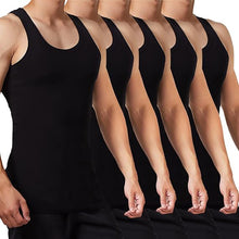 Laden Sie das Bild in den Galerie-Viewer, Herren Unterhemd – 5er Pack Tank Tops aus 100 % Baumwolle, schwarz