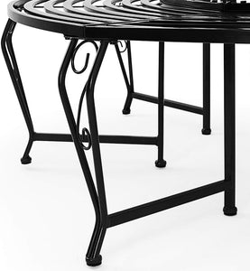 Baumbank Gartenbank rund Ø160 cm aus Metall – Vintage-Stil, wetterfest, bis 320 kg belastbar, pulverbeschichtet, schwarz