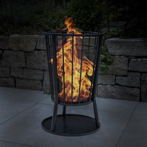 Feuerkorb mit Funkenschutz Schwarz 40 x 61 cm Feuerschale