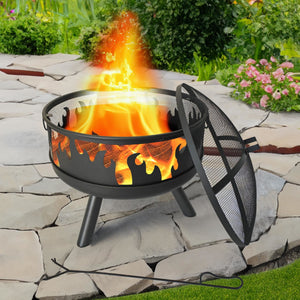 Feuerstelle mit Funkenschutz, rund Maße ca. Ø 61,5 x 43 cm Feuerschale