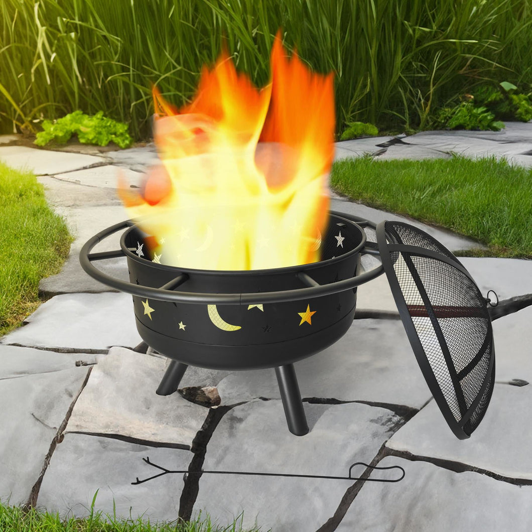 Feuerstelle mit Funkenschutz, rund Maße ca. ⌀ 76 x 60 cm Feuerschale – Premium Box GmbH
