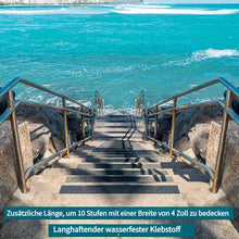 Laden Sie das Bild in den Galerie-Viewer, Lebensretter: 15x Antirutsch-Streifen für Treppen 10x76 cm. 80er Körnung. Schwarz. Innen- und Außenbereiche.