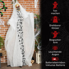 Laden Sie das Bild in den Galerie-Viewer, Animierte Halloween 1,78m Dekoration Horror-Braut mit Spezialeffekten und Soundfunktion rote Augen mit Leuchtern