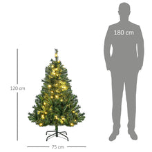 Laden Sie das Bild in den Galerie-Viewer, Weihnachtsbaum 120 cm, inkl. warmweißer LED-Kette und Baumschmuck, 307 Spitzen
