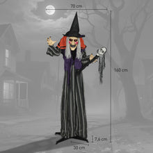 Laden Sie das Bild in den Galerie-Viewer, Animierte Halloween-Dekoration – Hexe mit Zepter, LED-Augen, Sound &amp; Bewegung, 160