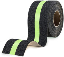 Laden Sie das Bild in den Galerie-Viewer, Lebensretter Antirutsch-Klebeband 10 Meter, 5 cm Breite. Rutschfest für Treppenstufen. Schwarz Mit Leuchtstreifen.