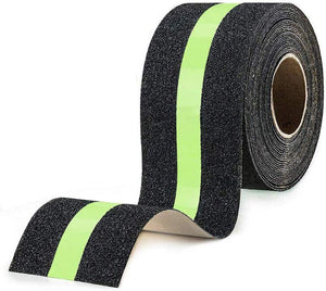Lebensretter Antirutsch-Klebeband 10 Meter, 5 cm Breite. Rutschfest für Treppenstufen. Schwarz Mit Leuchtstreifen.