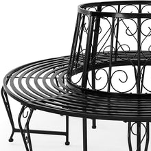 Laden Sie das Bild in den Galerie-Viewer, Baumbank Gartenbank rund Ø160 cm aus Metall – Vintage-Stil, wetterfest, bis 320 kg belastbar, pulverbeschichtet, schwarz