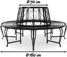 Laden Sie das Bild in den Galerie-Viewer, Baumbank Gartenbank rund Ø160 cm aus Metall – Vintage-Stil, wetterfest, bis 320 kg belastbar, pulverbeschichtet, schwarz