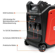 Laden Sie das Bild in den Galerie-Viewer, Inverter Stromerzeuger 3100 Watt. (2800 Watt Dauerleistung.) 36 kg. Motorleistung 5,4 PS.