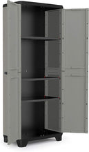 Laden Sie das Bild in den Galerie-Viewer, Kunststoffschrank – 166×68×39 cm | 3 Böden | Mehrzweckschrank für Innen &amp; Außen