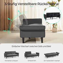 Laden Sie das Bild in den Galerie-Viewer, Sofa 3-Sitzer mit Schlaffunktion, Klappsofa, Schlafsofa mit verstellbarer Rückenlehne &amp; Armlehnen. Bettfunktion.