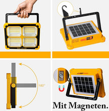 Laden Sie das Bild in den Galerie-Viewer, 100 Watt LED Baustrahler mit USB-C, Solarpanel. Auch nutzbar als Powerbank mit 12000 mAh