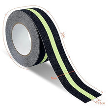Laden Sie das Bild in den Galerie-Viewer, Lebensretter Antirutsch-Klebeband 10 Meter, 5 cm Breite. Rutschfest für Treppenstufen. Schwarz Mit Leuchtstreifen.