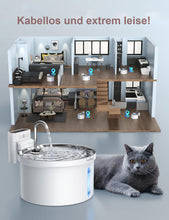 Laden Sie das Bild in den Galerie-Viewer, Kabelloser Akku-Katzenbrunnen 3,5 Liter – mit Sensor, Akku (4000 mAh), superleise, inkl. 3-Fach-Filter – Trinkbrunnen für Katzen