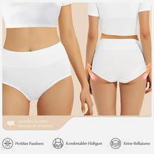 Laden Sie das Bild in den Galerie-Viewer, Damen Unterhosen – 5er Pack, hohe Taille, weiche Bio-Baumwolle, atmungsaktiv &amp; elastisch, schwarz