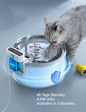 Laden Sie das Bild in den Galerie-Viewer, Kabelloser Akku-Katzenbrunnen 3,5 Liter – mit Sensor, Akku (4000 mAh), superleise, inkl. 3-Fach-Filter – Trinkbrunnen für Katzen