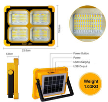 Laden Sie das Bild in den Galerie-Viewer, 100 Watt LED Baustrahler mit USB-C, Solarpanel. Auch nutzbar als Powerbank mit 12000 mAh