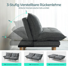 Laden Sie das Bild in den Galerie-Viewer, Bettsofa 3-Sitzer mit Schlaffunktion, Klappsofa, Schlafsofa mit Rückenlehne &amp; Armlehnen. Bettfunktion