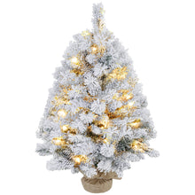 Laden Sie das Bild in den Galerie-Viewer, Künstlicher Weihnachtsbaum – 90 cm mit LED-Lichtern, Schneezweigen und Tannenzapfen, flammhemmend