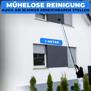 Teleskopwaschbürste mit Wasseranschluss 4,6 oder 7 m Länge. Für Fenster, Solaranlagen usw.