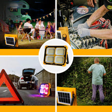 Laden Sie das Bild in den Galerie-Viewer, 100 Watt LED Baustrahler mit USB-C, Solarpanel. Auch nutzbar als Powerbank mit 12000 mAh