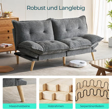 Laden Sie das Bild in den Galerie-Viewer, Bettsofa 3-Sitzer mit Schlaffunktion, Klappsofa, Schlafsofa mit Rückenlehne &amp; Armlehnen. Bettfunktion