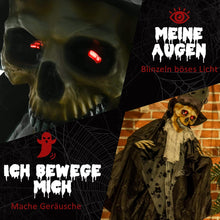 Laden Sie das Bild in den Galerie-Viewer, Lebensgroßer Halloween-Bräutigam: 183cm bewegliches Skelett mit blinkenden Augen und Soundeffekten