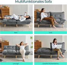 Laden Sie das Bild in den Galerie-Viewer, Bettsofa 3-Sitzer mit Schlaffunktion, Klappsofa, Schlafsofa mit Rückenlehne &amp; Armlehnen. Bettfunktion