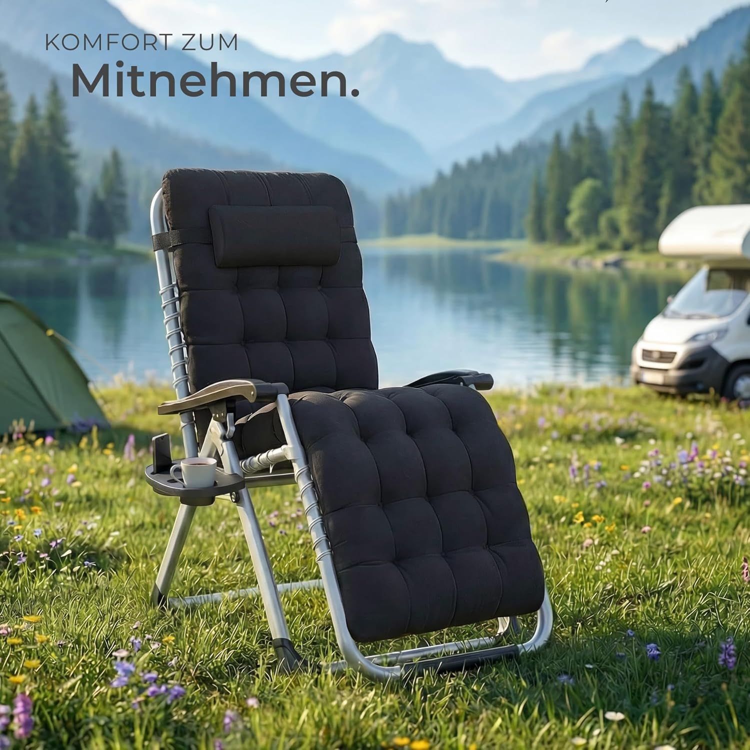 Sonnenliege Luxus klappbar, Liegestuhl, Gartenliege stufenlos verstell – Premium Box GmbH