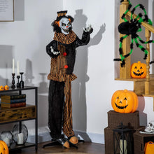 Laden Sie das Bild in den Galerie-Viewer, Animierte Halloween 1,7m Dekoration Horror-Clown mit Spezialeffekten und Soundfunktion rote Augen mit Leuchtern