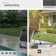 Laden Sie das Bild in den Galerie-Viewer, Sonnenliege Luxus klappbar, Liegestuhl, Gartenliege stufenlos verstellbar, Outdoor Sessel für Balkon oder Garten, Liege mit extra Dicker Auflage, Relaxliege belastbar bis 200kg - schwarz oder grau