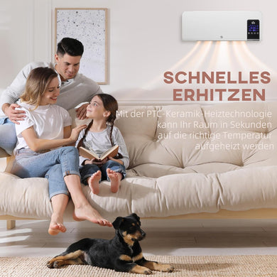 Heizlüfter zur Wandmontage 2000 W – Keramik-Wandheizung mit Fernbedienung, 2 Leistungsstufen