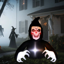 Laden Sie das Bild in den Galerie-Viewer, Aufblasbare Halloween-Dekoration – Aufblasbarer Sensemann mit LED-Beleuchtung, 180 cm)