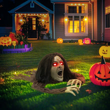 Laden Sie das Bild in den Galerie-Viewer, Halloween Dekoration kriechende Zombi-Oma, LED-Lichter und Soundfunktion, 140 cm