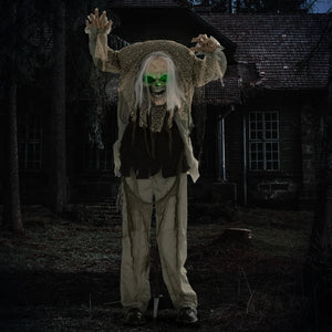Animierte Halloween-Dekoration – Buckliger Skelettgeist mit Sound & LED, 160 cm