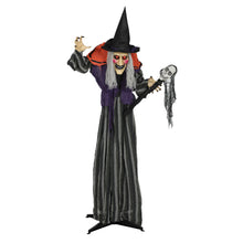 Laden Sie das Bild in den Galerie-Viewer, Animierte Halloween-Dekoration – Hexe mit Zepter, LED-Augen, Sound &amp; Bewegung, 160