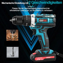 Laden Sie das Bild in den Galerie-Viewer, Akku-Schlagbohrmaschine - Akkuschrauber 1500 mAh 21 Volt - Schlagschrauber 3in1. Mit 2 Li-Ion-Akkus und Ladestation.