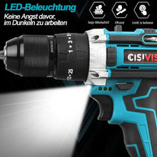 Laden Sie das Bild in den Galerie-Viewer, Akku-Schlagbohrmaschine - Akkuschrauber 1500 mAh 21 Volt - Schlagschrauber 3in1. Mit 2 Li-Ion-Akkus und Ladestation.