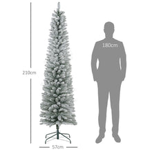 Laden Sie das Bild in den Galerie-Viewer, Künstlicher Weihnachtsbaum, 210 cm, mit LED-Lichterkette, schneebedeckte Zweige, flammhemmend, Metallbasis, Grün