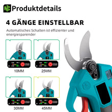 Laden Sie das Bild in den Galerie-Viewer, Automatische Akku Gartenschere Astschneider Rebschere Astschere Strauchschere. Inkl. 2 x Li-Ionen-Akku und Ladegerät.
